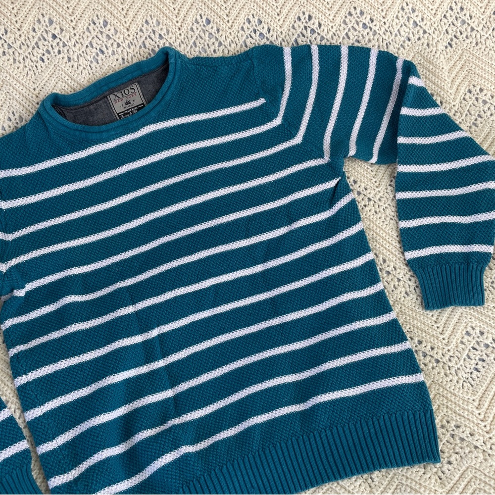 Striped Sweater Green XIOs New York Kid Core 100% Cotton Medium Weight Nautical